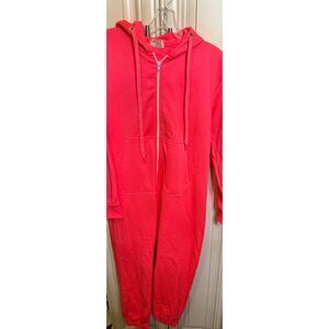 A2Z For Kids Girls Full Zip Hooded One Piece Jumpsuit Hot Pink Size 11-12